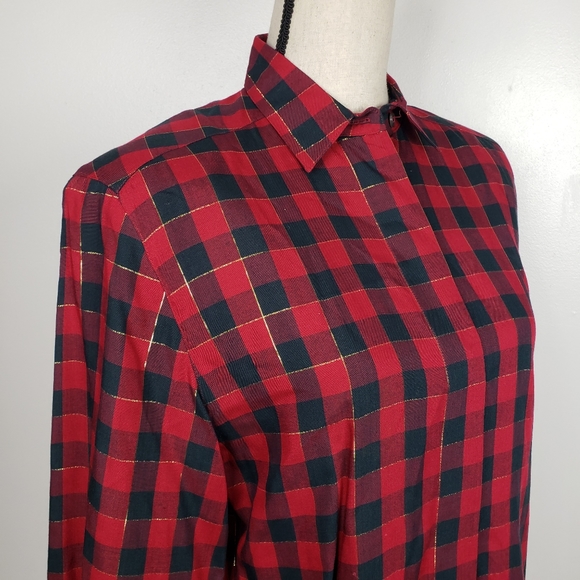 Vintage Christian Dior Buffalo Plaid Button Down 4 - Picture 7 of 11